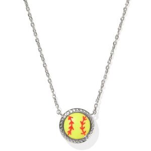 Kendra Scott Silver and Yellow Softball Necklace